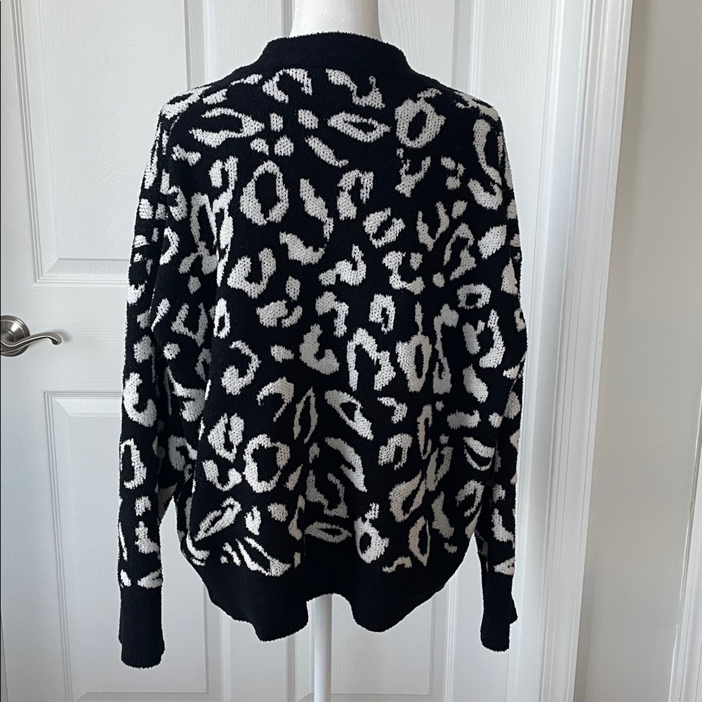 Express Black and White Leopard Print Women's Sweater - Picture 3 of 4